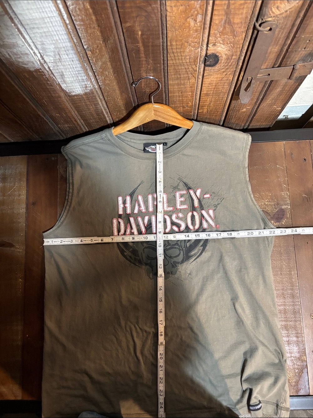 Harley-Davidson Olive Sleeveless Tank with Skull Graphic - Picture 6 of 6